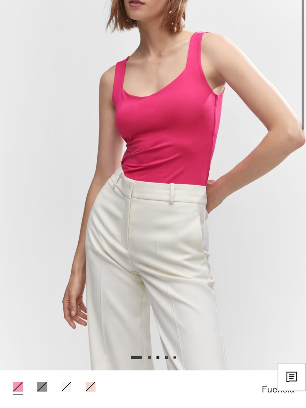 Mango - Fuchsia Scoop Neck Tank Top - Women